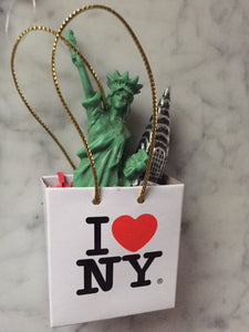 I Love New York Shopping Bag Ornament with Statue of Liberty, S1842
