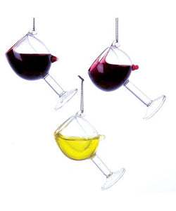 Kurt Adler Wine Glass Ornaments, 3 Assorted, T0748