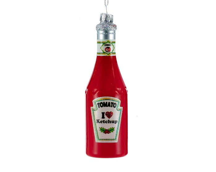 Glass Ketchup Christmas Ornament
