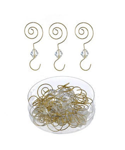 Clear Acrylic With Gold Wire Ornament Hooks, 24-Piece Set