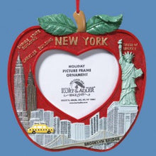 New York City Apple Picture Frame Ornament with Skyline