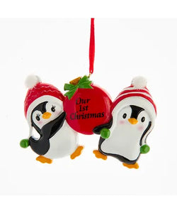 Penguin Couple "Our 1st Christmas" Ornament For Personalization